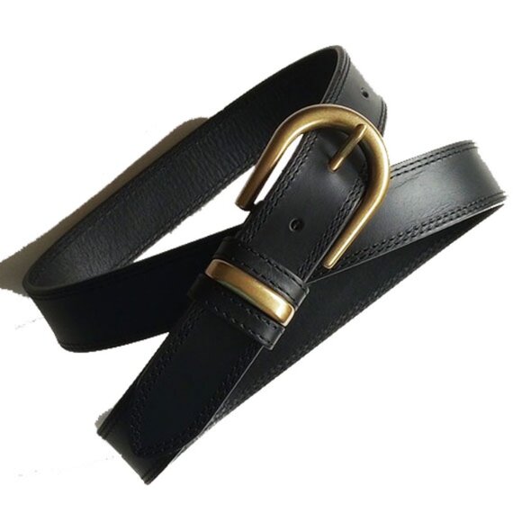 NWOT Sezane Taylor Leather Belt 95 41" Smooth Black Heritage - Picture 2 of 7